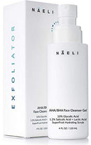AHA / BHA Exfoliating Face Wash - 10% Glycolic Acid & Salicylic Acid Cleanser, Anti Aging Acne & Wrinkle Reducing Facial Exfoliant, Pore Minimizer & Brightening Scrub - Vegan & Cruelty Free, 4 oz NAELI