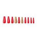 ALLKEM Royalty Red Extra Long Coffin Press on False Nails - 20 pcs Full cover Acrylic fake Nails 10 Sizes ALLKEM