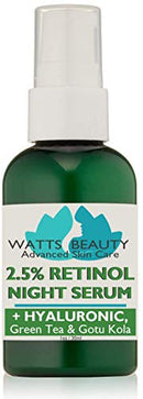 Watts Beauty 2.5% Retinol Serum Enhanced with 50% Hyaluronic Acid - Anti Aging Retinol for Fine Lines, Wrinkles, Blemishes, Large Pores & More - No Parabens, No Animal Testing or Ingredients (1oz) Watts Beauty