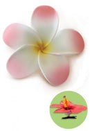Plumeria Clip Foam Flower - Pink w/ Yellow, White Welcome to the Islands