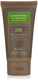 St. James of London Cedarwood & Clarysage Shave Cream Tube, 2.6oz St James of London