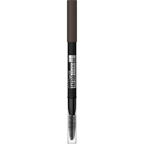 Maybelline TattooStudio Waterproof Eyebrow Pencil, Sharpenable, Longwear, Long Lasting Eyebrow Pencil, Defined Brows, Pigment Brow Pencil, Up to 36HR, Spoolie Eyebrow Brush, Black Brown, 0.026 oz. Maybelline New York