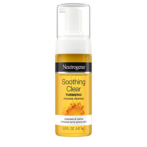 Neutrogena Soothing Clear Calming Mousse Facial Cleanser with Soothing & Calming Turmeric, Gentle Face Wash for Acne-Prone Skin, Paraben-Free, Oil-Free, Not Tested on Animals, 5 fl. oz Neutrogena