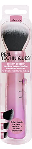 Real Techniques Custom Contour 3-in-1 Brush, Custom Slide For Bronzer and Contour, 3 Settings For Sheer, Medium, or Focused Application, Travel Friendly, For On-The-Go, 1 Count Real Techniques