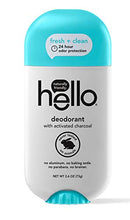 Hello Activated Charcoal Clean + Fresh Deodorant for Women + Men - Aluminum Free, No Baking Soda, Parabens, or Sulfates, 24 Hour Protection, 2.6 Ounce Hello Oral Care