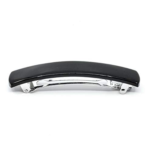 Camila Paris AD820 French Hair Barrette Clip for Girls, Black, Rubberized Metal Clasp, Strong Hold Grip Hair Clips for Women, No Slip and Durable Styling Girls Hair Accessories, Made in France Camila