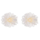 LUX ACCESSORIES White Fabric Floral Center White Pearl Silver Tone Finish Set of 2 Hair Clips LUX ACCESSORIES