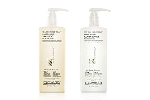 GIOVANNI Tea Tree Triple Treat Invigorating Shampoo & Conditioner Set, 24 oz. Cooling Peppermint, Conditioning Rosemary, Clarifying Eucalyptus, Helps Alleviate Dry Scalp, Sulfate Free (Pack of 1) GIOVANNI Store