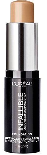L'Oreal Paris Makeup Infallible Longwear Shaping Stick Foundation, 408 Tan, 1 Tube, 0.32 Ounce L'Oreal Paris