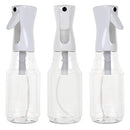 Houseables Continuous Spray Water Bottle, Hair Mist Sprayer, White, 24 Oz, 3 Pack, 10", Ultra Fine, Solvent & BPA Free Clear Plastic, Pressurized Mister, With Pump, For Stylist, Salon, Barber Houseables