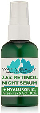 Watts Beauty 2.5% Retinol Serum Enhanced with 50% Hyaluronic Acid - Anti Aging Retinol for Fine Lines, Wrinkles, Blemishes, Large Pores & More - No Parabens, No Animal Testing or Ingredients (1oz) Watts Beauty