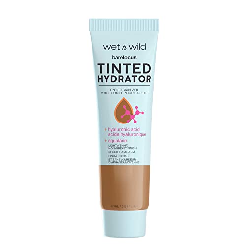 Wet n Wild Bare Focus Tinted Hydrator Tinted Skin Veil Nourishing Foundation Hyaluronic Acid, Deep, 0.91 Fl Oz Wet n Wild