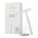 Double Edge Safety Razor for Women, Safety Razor with 10 Blades, Women Razor, Fits All Double Edge Razor Blades, Plastic Free (White) Green Estate