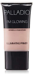Palladio I'm Glowing Illuminating Primer, 0.67 oz, Pearly Pink Makeup Primer for Face, Contains Aloe Vera, Grape Seed Oil, Green Tea, Brightens Complexion, Combats Wrinkles, Fine Lines & Pores Palladio