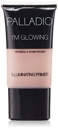 Palladio I'm Glowing Illuminating Primer, 0.67 oz, Pearly Pink Makeup Primer for Face, Contains Aloe Vera, Grape Seed Oil, Green Tea, Brightens Complexion, Combats Wrinkles, Fine Lines & Pores Palladio