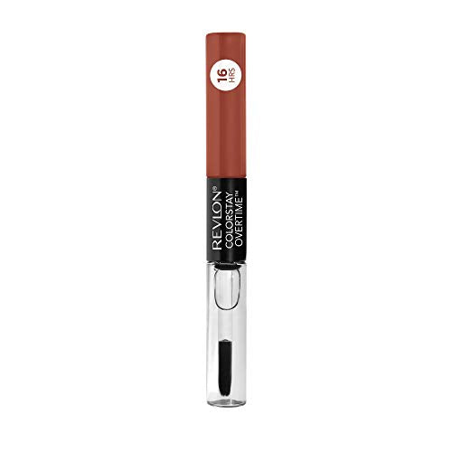 Revlon ColorStay Overtime Lipcolor, Dual Ended Longwearing Liquid Lipstick with Clear Lip Gloss, with Vitamin E in Plum / Berry, Blush Hour (550), 0.07 oz REVLON