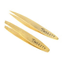 Tweezty Mini Tweezer Set - Eyebrow Tweezers for Women - Pointed and Slanted Tip (Gold) TWEEZTY