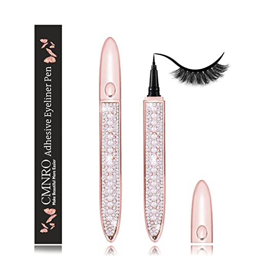 Eyelash Glue Pen Latex-Free Lash Glue Liner Self-Adhesive Eyeliner Pen 2 in 1 Eye Liner Pen lash Glue Pen Strong Hold Waterproof Eyelash Glue for False Lashes (1P，Black） CMNRO