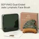 Lymphatic Contour Face Brush, Dual-Ended Dry Brush + Cool-Touch Jade Gua Sha Edge, 0.075mm Ultra-Soft Bristles Gua Sha Facial Tools, for Lymphatic Drainage, Less Puffy Look, Sculpt & Relax Infinity Warehouse