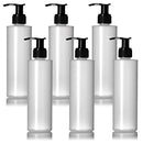 6 Pack 8 Oz Plastic Pump Dispenser Bottles for Lotion, Massage Oil, Shampoo and More! - Refillable, BPA Free Clear / Frosted Empty 8oz Containers - Fit Into Holsters, Bulk IMPRESA