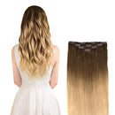 12" Clip in Hair Extensions Remy Human Hair for Women - Silky Straight Balayage Hair Extensions Human Hair 50grams 4pieces Light Brown to Natural Blonde