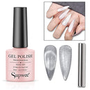 Supwee 10ml Silver Cat Eye Gel Nail Polish Universal Bright Glitter Cat Eye Gel Magnetic Nail Polish Gel Art Manicure DIY at Home Soak Off UV Gel with Magnet(Cat Eye) SUPWEE
