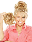 Natural Tone Hair Wrap HT4 Darkest Brown - Christie Brinkley 6" Overall Length Heat Friendly Textured Hairpiece Fun Bun Chignon Hair2wear