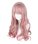 aiyaya Long Curly Wig - Natural Synthetic Hair Lolita Wigs with Wig Cap For Cosplay and Daily Wear (Pink Red Ombre) aiyaya