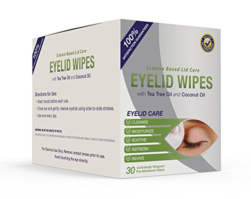 Premium Eyelid Wipes With Tea Tree and Coconut Oil - Cleansing Eye Wipes for People Itchy Eyes - Box Of 30 Natural Eye Wipes Visual Advantage