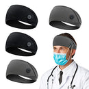 Headbands with Button for Mask, Wide Nurses Headbands Non Slip Elastic Ear Protection for Women Men Doctors Sweatband Head Wrap ABAMERICA