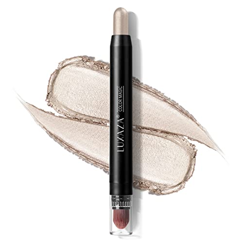 LUXAZA Eyeshadow Stick Cream Shimmer Creamy 2 in 1 Eyeshadow and Eyeliner Pen,Eye Brightener Stick,Highlighting Stick Eye Liner,Easy to Color Waterproof Eyeshadow Perncil Crayon 1Pcs,Champagne-silk LUXAZA