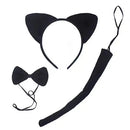Black Cat Headband Ear with Tail and Bow Tie Halloween Decoration ZONESTA