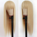 Maycaur Blonde Synthetic Hair Wigs with Full Bangs