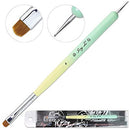Ivy-L Premium 2 Ways French Gel Acrylic Nail Art Kolinsky Brush with Dotting Tool for Professional Manicure Nail Art Design Cuticle Clean-up + Lime Green Wood Handle (Size 6) Ivy L