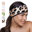 Kitsch Spa Headbands for Women- Makeup Headband, Headband for Washing Face and Facial Headband with Ponytail, Skincare Headband, Hair Band (Leopard) Kitsch