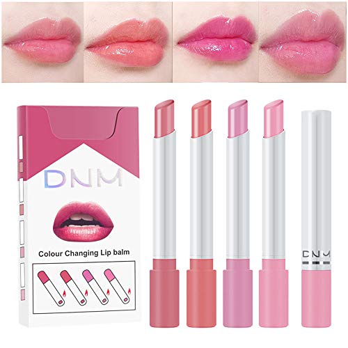 evpct 4 pk Mini Cigarette Color Changing Change Lipstick Sets PH Lip Balm Kit,DNM Litte Smoke Tube Red Lipstick Moisturizing Lip Stain Long Lasting Waterproof for Women labiales matte larga (A-Set05) evpct
