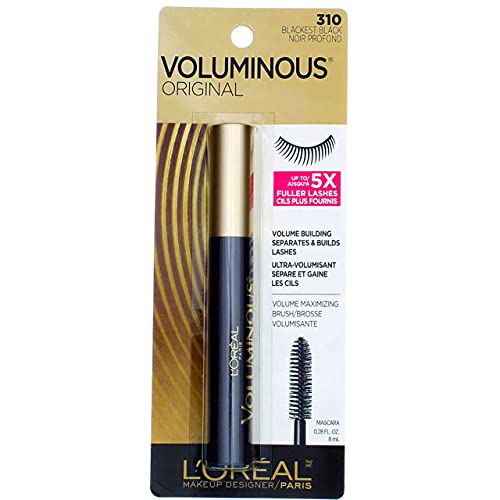 L'Oreal Voluminous Original Mascara, Blackest Black [310], 0.28 oz (Pack of 2) L'Oreal Paris