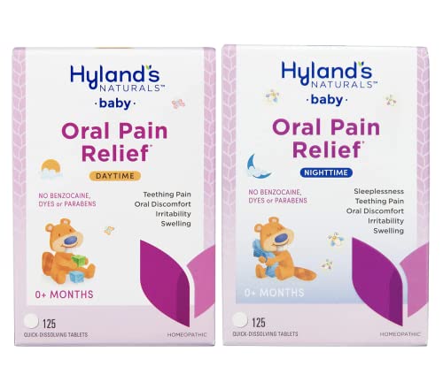 Hyland's Baby Day & Night Oral Pain Relief Tablets Bundle with Chamomilla, Soothing Natural Relief of Oral Discomfort, Irritability, and Swelling, 250 Count Hyland's