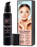 Face Tanner – Self Tan Serum w/Hyaluronic Acid and Organic Oils, Self Tanners Best Sellers, Facial Sunless Tanner for Natural Sunkissed Glow, Fake Tan Moisturizer, 2.0 fl (Light to Medium) GOLDEN STAR BEAUTY