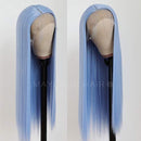 Maycaur Light Blue Lace Front Wigs Long Straight Hair 22 Inch Wigs for Fashion Women Synthetic Lace Front Wigs with Natural Hairline Maycaur