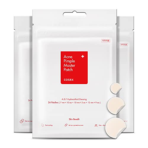 COSRX Acne Pimple Patch (72 counts) Absorbing Hydrocolloid Spot Treatment Fast Healing, Blemish Cover, 3 Sizes COSRX