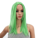SWACC 14-Inch Short Straight Middle Part Hair Wig Medium Length Synthetic Heat Resistant Wigs for Women with Wig Cap (Light Green) SWACC