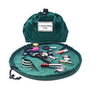 Lay-n-Go Cosmo Drawstring Makeup Organizer Cosmetic & Toiletry Bag for Travel, and Daily Use with a Durable Patented Design, 20 inch, Evergeen Lay-n-Go