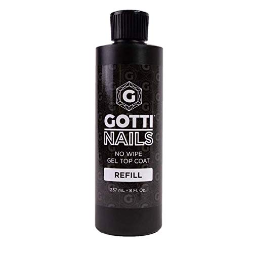 Gotti Nails No Wipe Gel Top Coat REFILL 8oz 237ml. Super Shiny High Gloss Gotti Nails