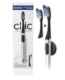 Oral-B Clic Manual Toothbrush, Chrome Black, with 1 Bonus Replacement Brush Head and Magnetic Toothbrush Holder Oral-B
