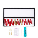 ALLKEM Royalty Red Extra Long Coffin Press on False Nails - 20 pcs Full cover Acrylic fake Nails 10 Sizes ALLKEM