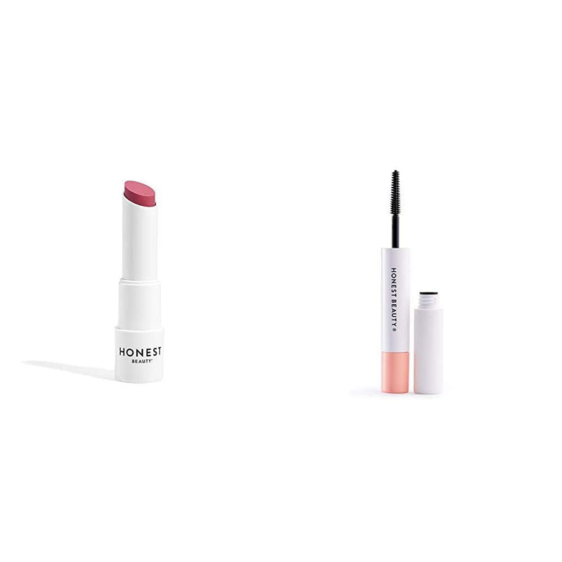 Honest Beauty Tinted Lip Balm, Summer Melon | Vegan, 0.141 Oz. and Honest Beauty Extreme Length Mascara + Lash Primer | 2-in-1 Boosts Lash Length, Volume & Definition, 0.27 fl. oz. Honest Beauty