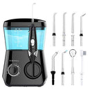 TUREWELL Water Flossing Oral Irrigator, 600ML Dental Water Teeth Cleaner 10 Adjustable Pressure, Electric Dental Pick Flosser for Teeth/Braces, 8 Water Jet Tips for Family (Black) TUREWELL