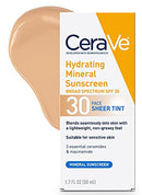 CeraVe Tinted Sunscreen with SPF 30 | Hydrating Mineral Sunscreen With Zinc Oxide & Titanium Dioxide | Sheer Tint for Healthy Glow | 1.7 Fluid Ounce CeraVe