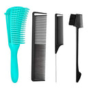 Detangling Hair Brush Set, Detangler Brush with Edge brush, Rat Tail Comb, Cutting Comb Set for Black Natural Curly Wet Dry Thick Straight Long Hair, Afro American Type 3a-4c, Comfortable Grip. Giovanna